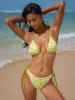 Light Green Jacquard Tie Bikini Bottom sold by BERLOOK