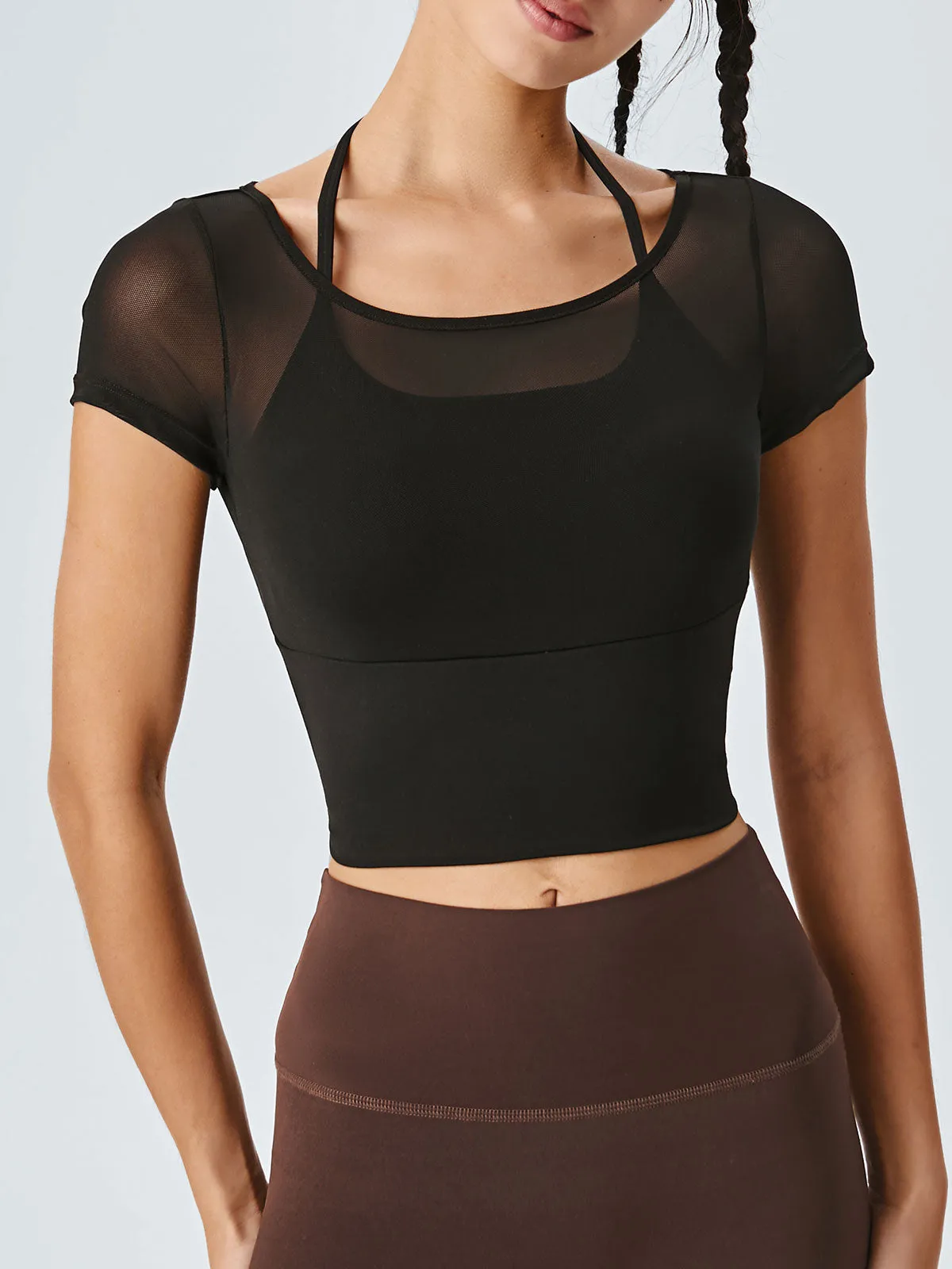 Black Backless Cross Short Sleeve Top sold by BERLOOK product image thumbnail 2
