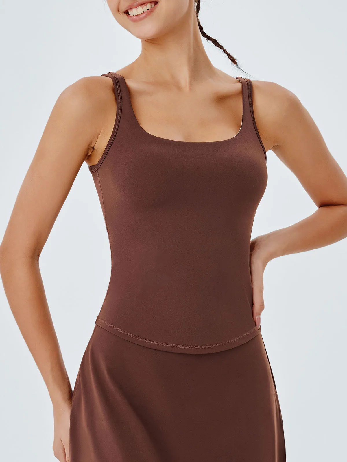 Dark Coffee U Neck Tank Top sold by BERLOOK product image thumbnail 2