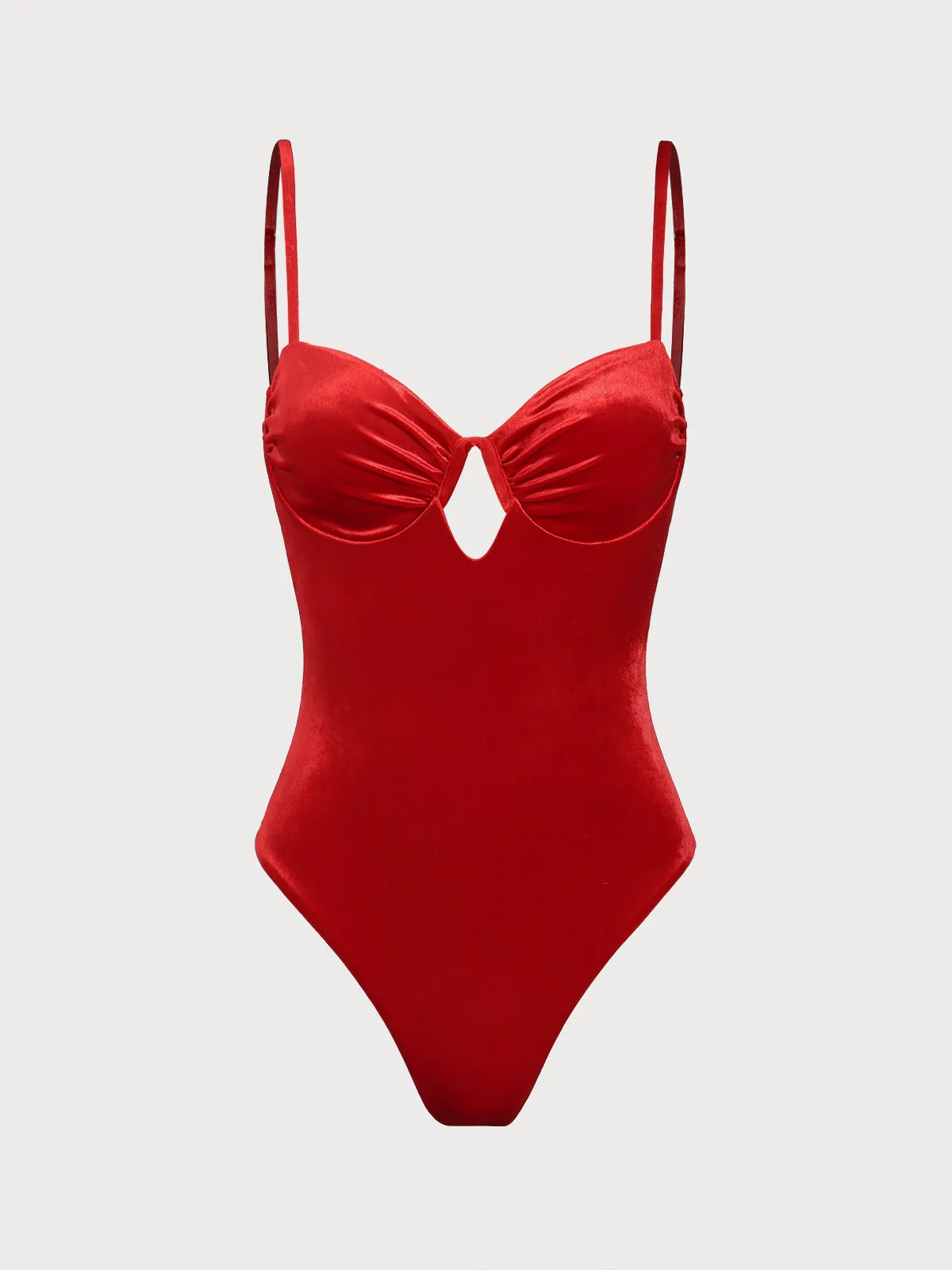Red Velvet Ruched One-Piece Swimsuit sold by BERLOOK product image thumbnail 5