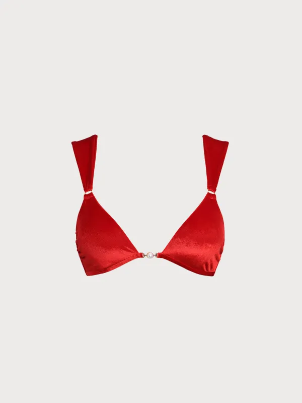 Red Velvet Bow-Back Bikini Top sold by BERLOOK