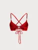 Red Velvet O-Ring X-Strap Bikini Top sold by BERLOOK