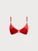 Red Velvet O-Ring X-Strap Bikini Top sold by BERLOOK