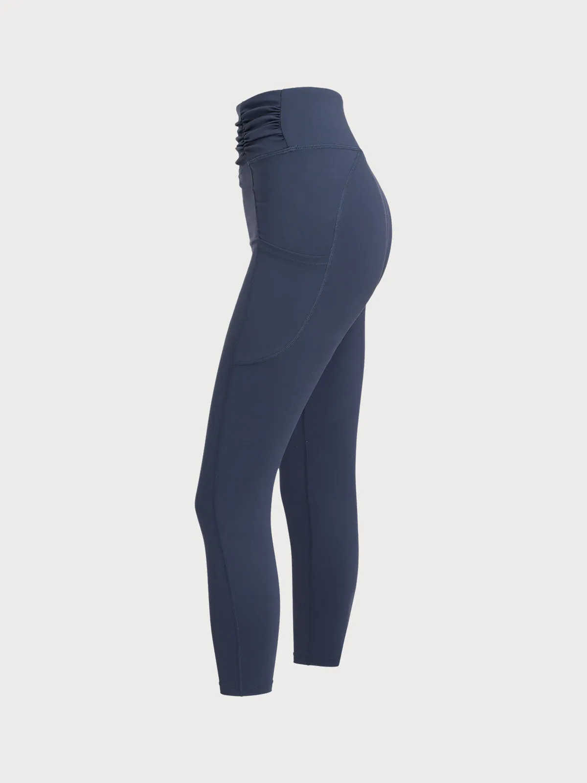 Navy Blue Ruched Waist Leggings 26" sold by BERLOOK product image thumbnail 2