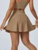 Khaki Pleated Pockets Sports Skirt sold by BERLOOK