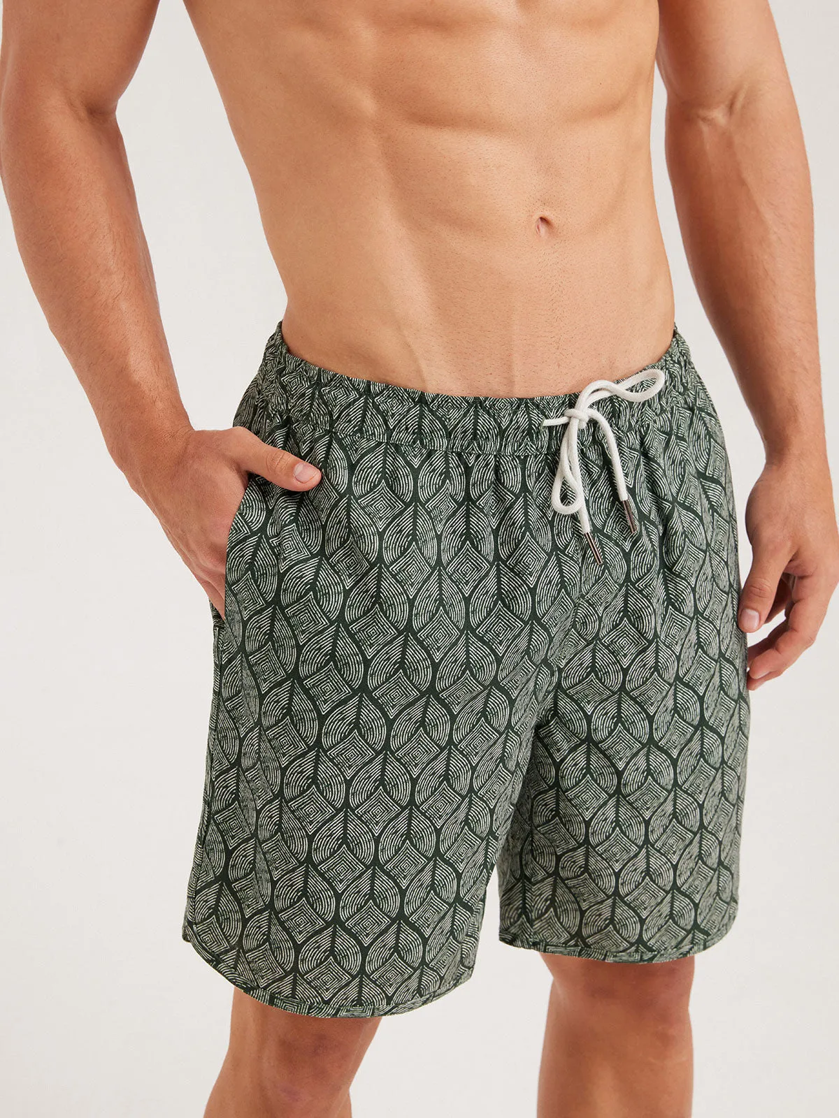 Hapnix® -Men's Green 7" Swim Trunks sold by BERLOOK