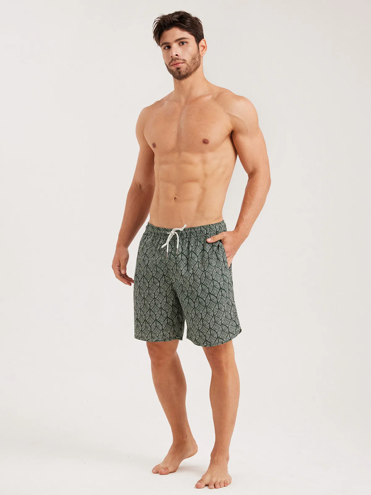 Hapnix® -Men's Green 7" Swim Trunks sold by BERLOOK product image thumbnail 4