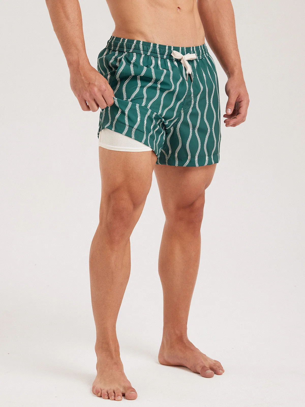 Hapnix® - Men's Green 5" Swim Trunks sold by BERLOOK product image thumbnail 2
