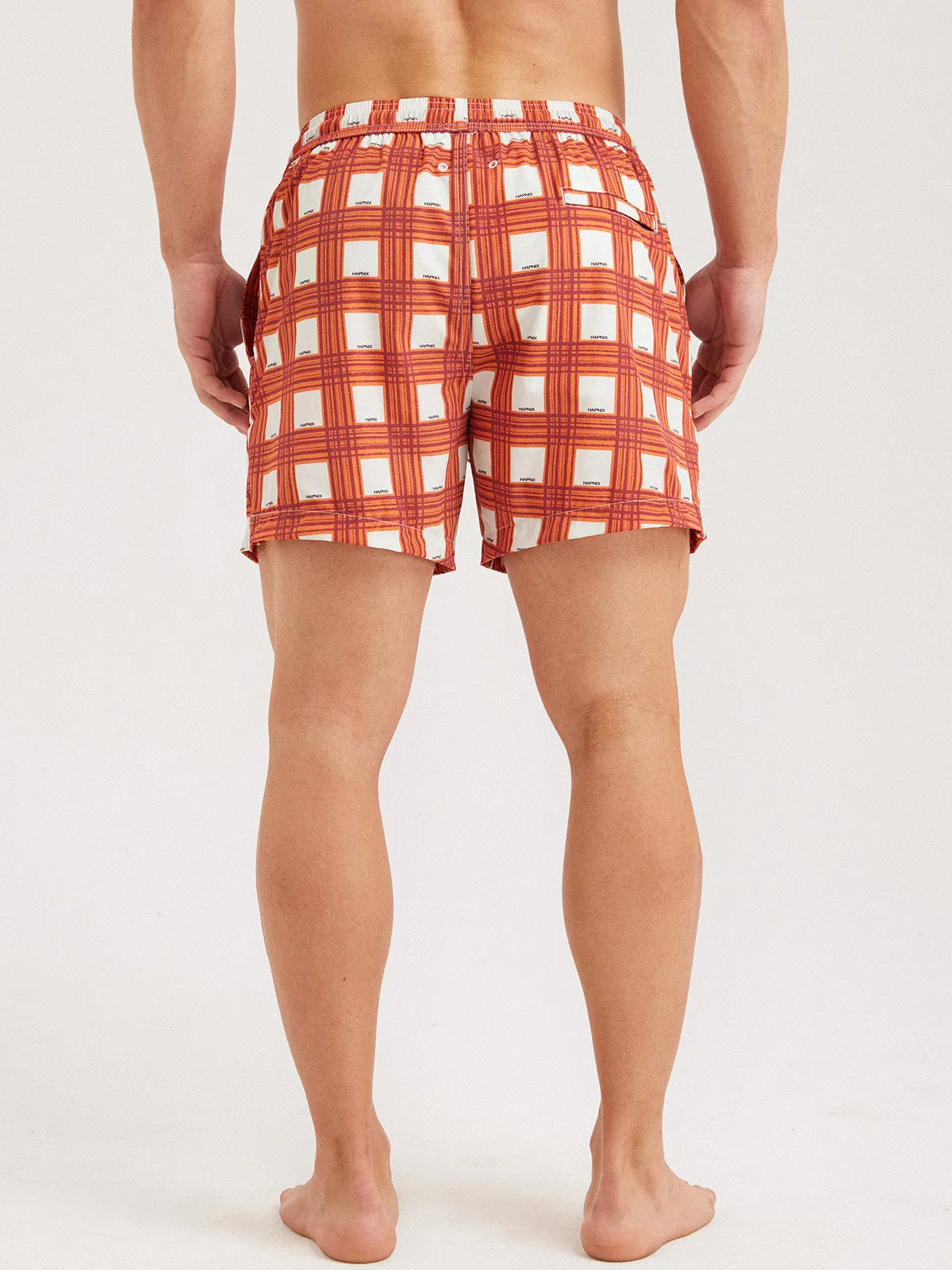 Hapnix® - Men's Waffle Red Plaid 5" Swim Trunks sold by BERLOOK product image thumbnail 3