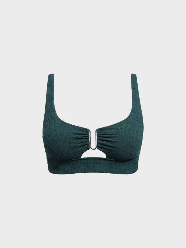 Dark Green Cut Out Plus Size Bikini Top sold by BERLOOK