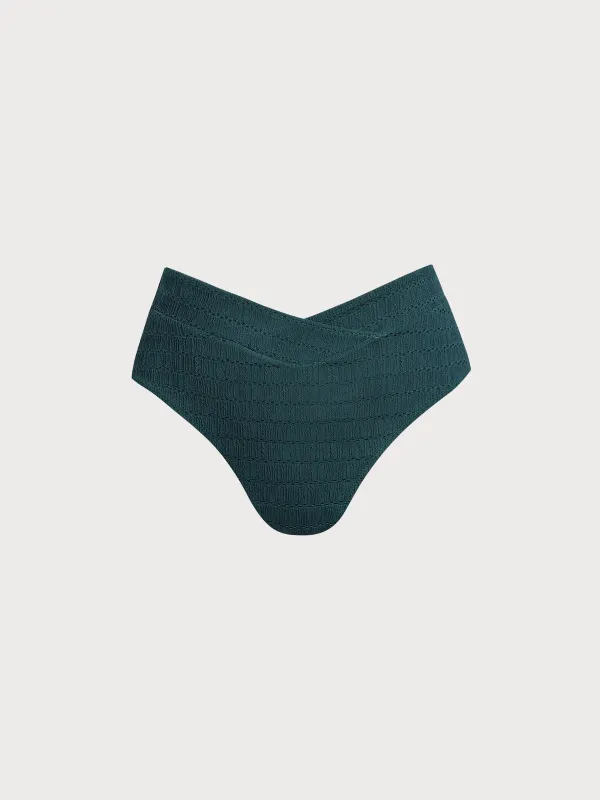 Dark Green V Cut Plus Size Bikini Bottom sold by BERLOOK