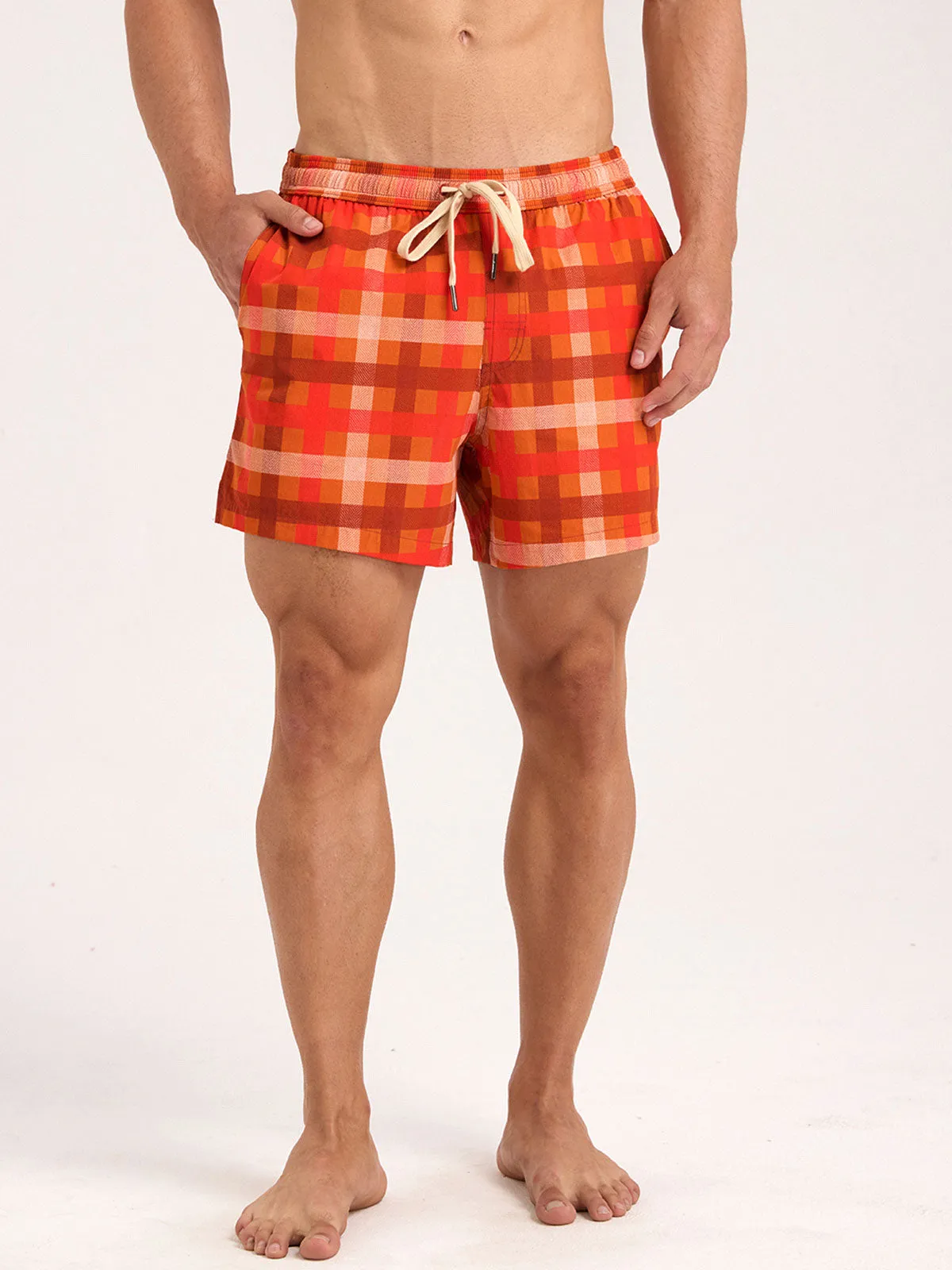 Hapnix® - Men's Orange 5" Swim Trunks sold by BERLOOK
