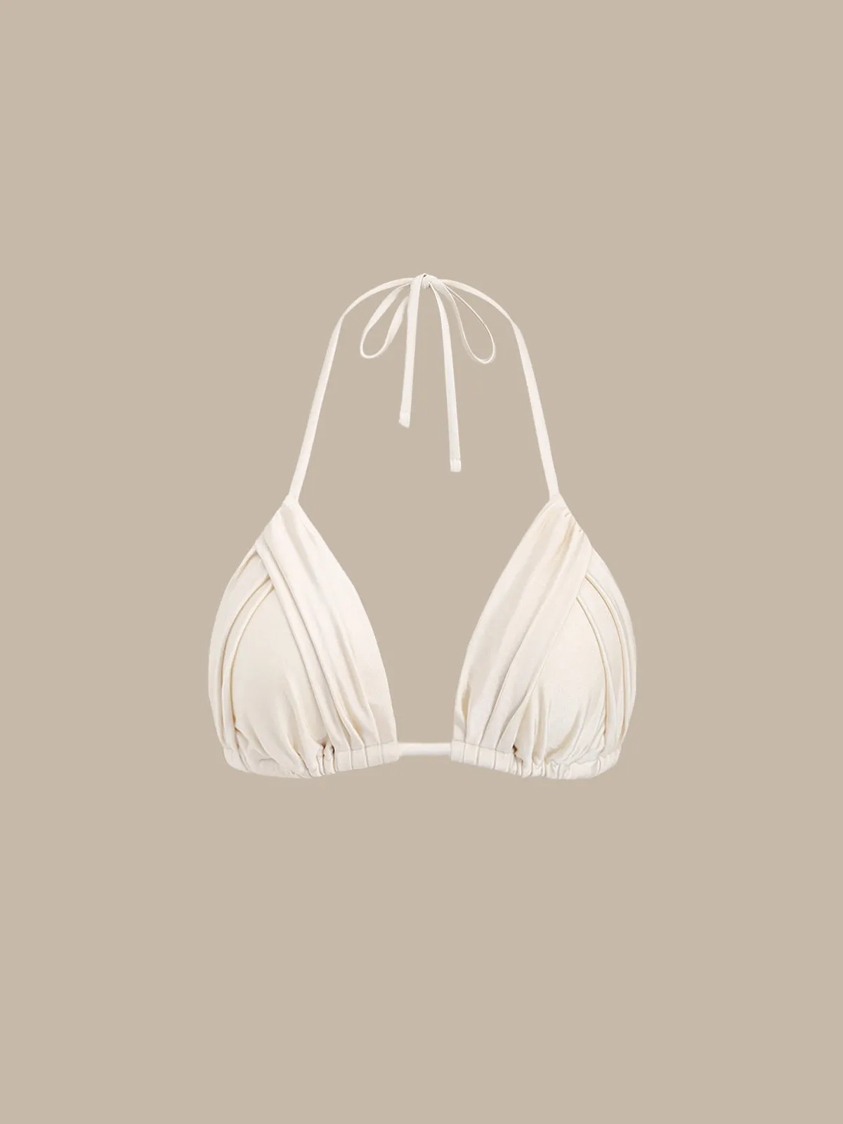 Off White Ruched Bikini Top sold by BERLOOK product image thumbnail 5