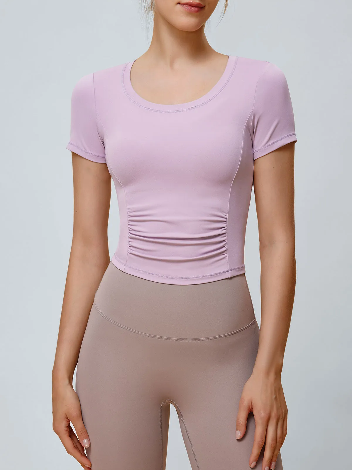 Light Purple Breathable Mesh Short-Sleeve Top sold by BERLOOK