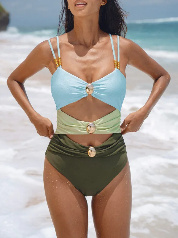 Multicolor Twist One-Piece Swimsuit sold by BERLOOK