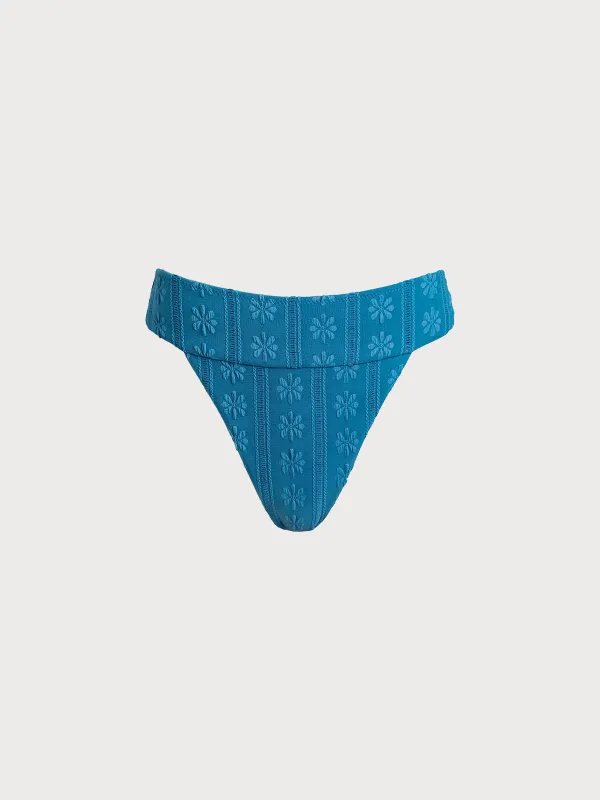 Blue Jacquard High Cut Bikini bottom sold by BERLOOK