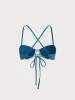 Blue Jacquard Underwire Bikini Top sold by BERLOOK