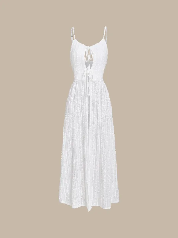White Drawstring Cover-Up Dress sold by BERLOOK