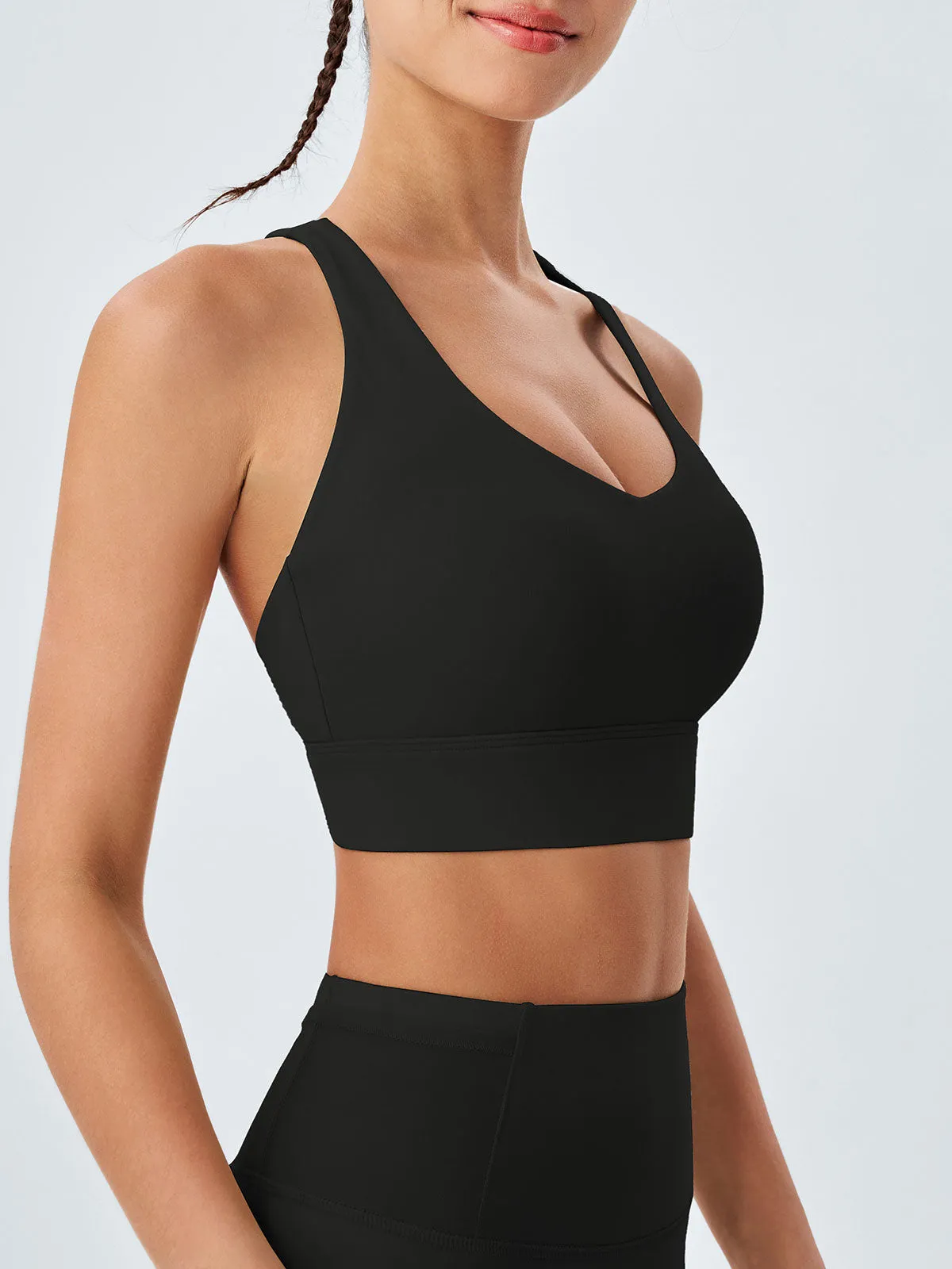 Black X Cross Cut Out Sports Bra sold by BERLOOK product image thumbnail 4