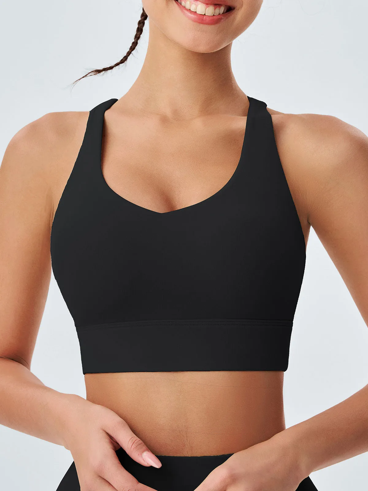 Black X Cross Cut Out Sports Bra sold by BERLOOK product image thumbnail 3