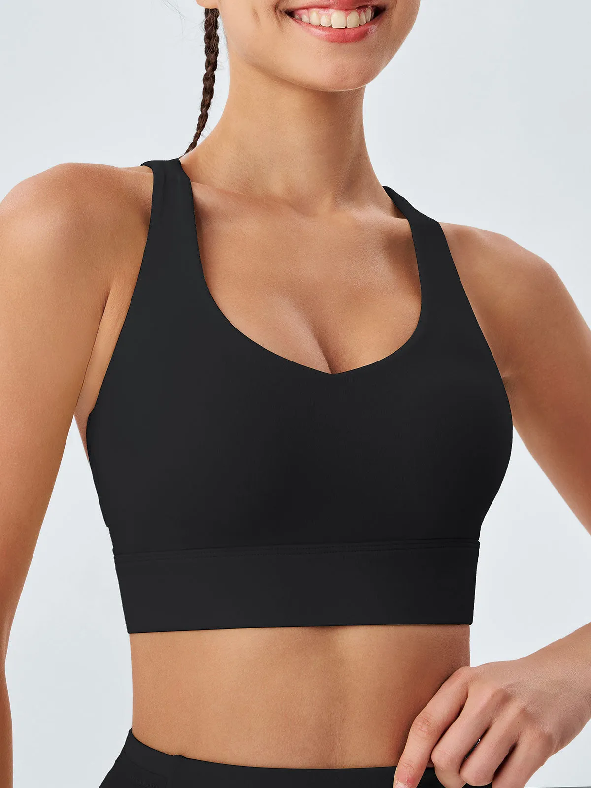 Black X Cross Cut Out Sports Bra sold by BERLOOK product image thumbnail 2