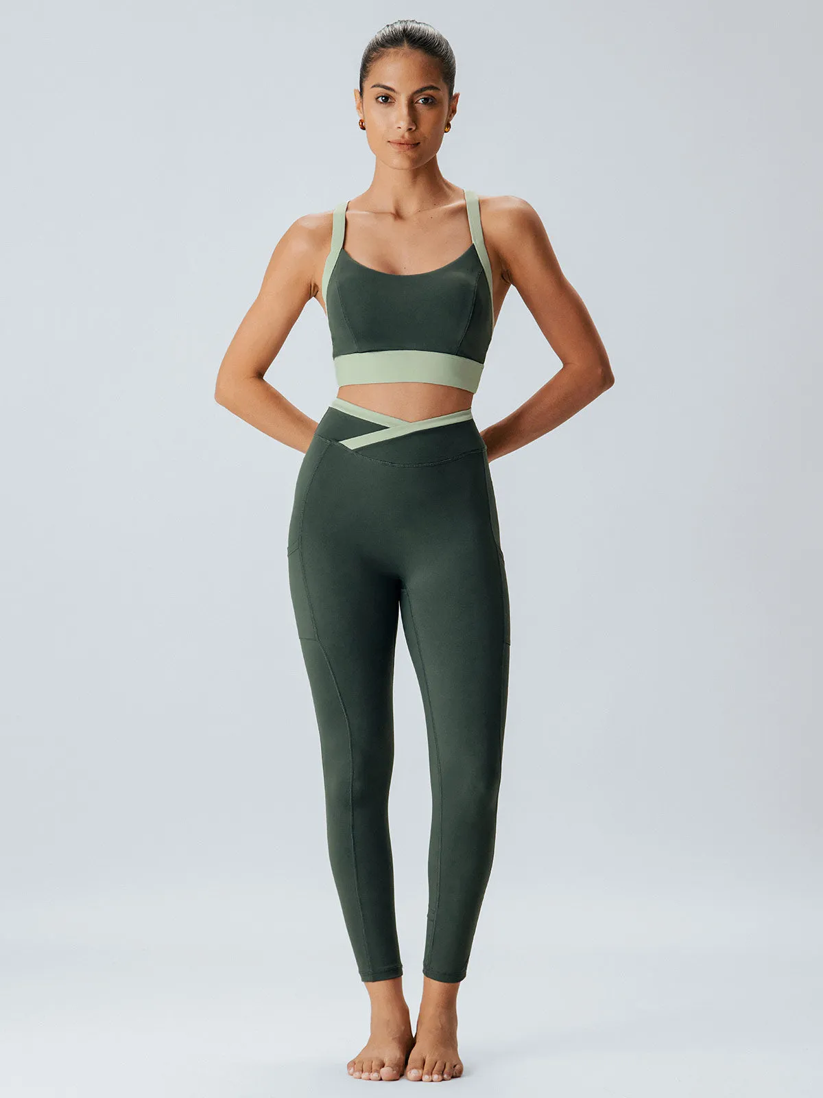 Dark Green Natural Waisted Leggings 25" sold by BERLOOK product image thumbnail 5