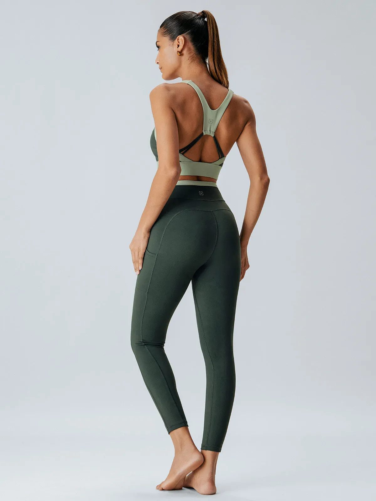 Dark Green Natural Waisted Leggings 25" sold by BERLOOK product image thumbnail 2