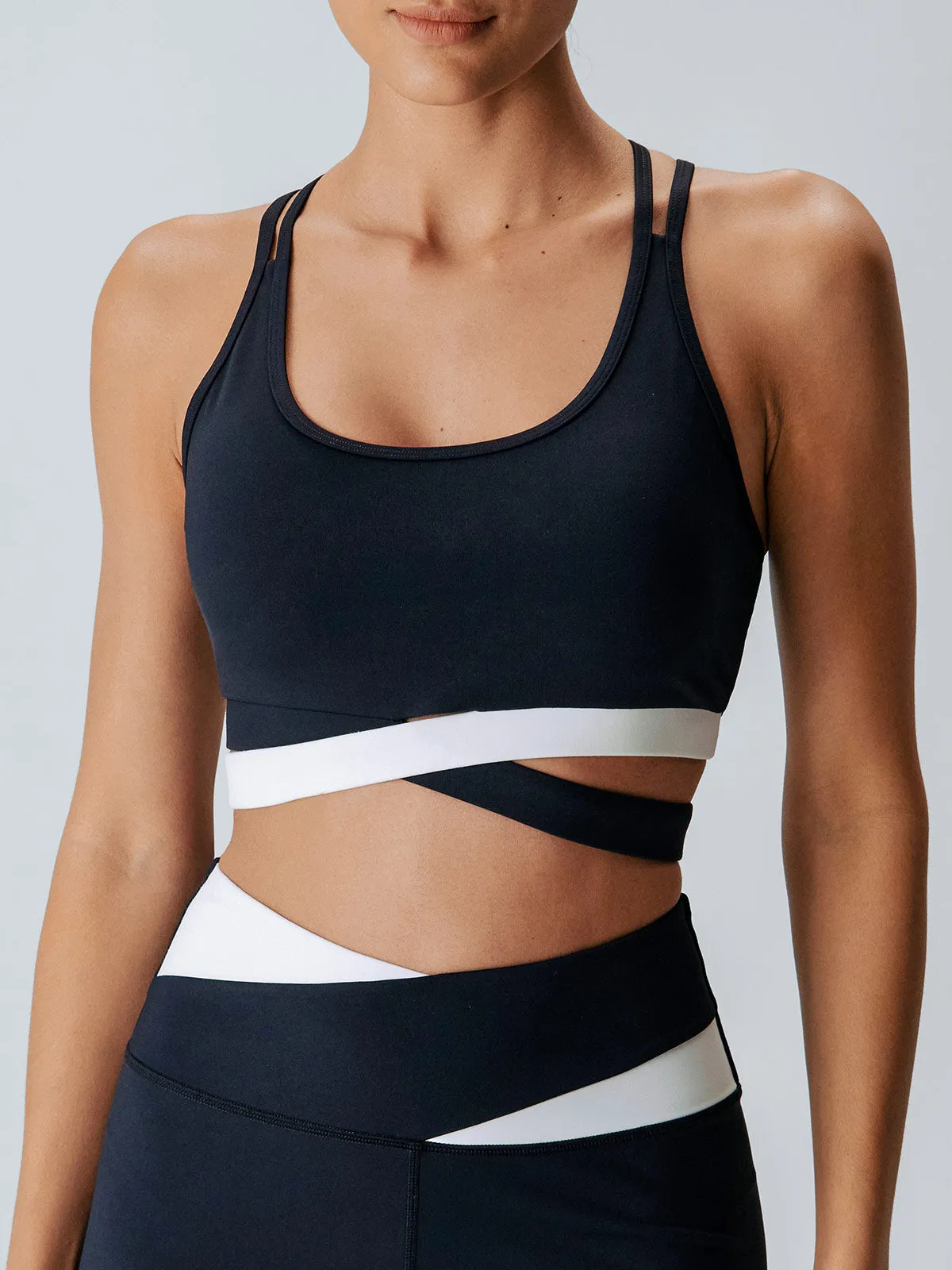Black Crossover Sports Bra - Medium Support sold by BERLOOK