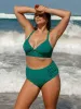 Green Lurex X Cross Plus Size Bikini Top sold by BERLOOK