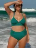 Green Lurex X Cross Plus Size Bikini Top sold by BERLOOK