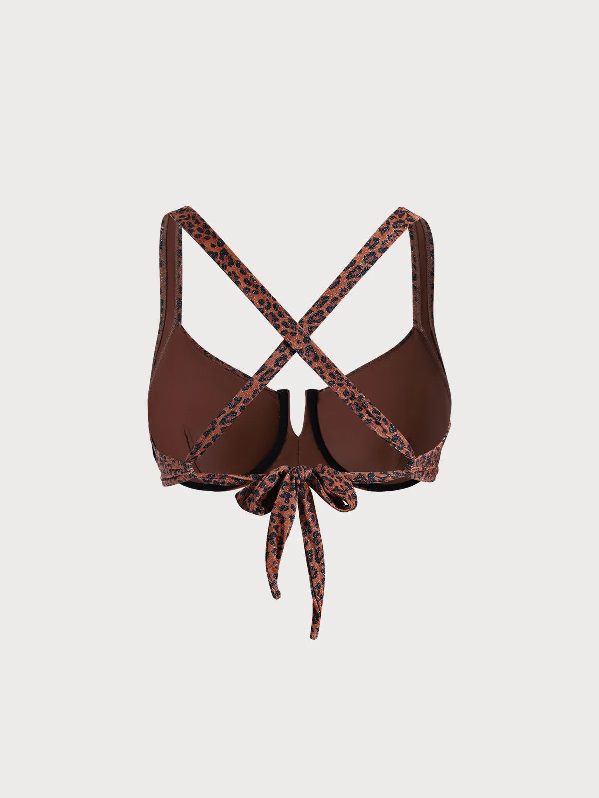 Leopard Print V Notch Plus Size Bikini Top sold by BERLOOK product image thumbnail 2