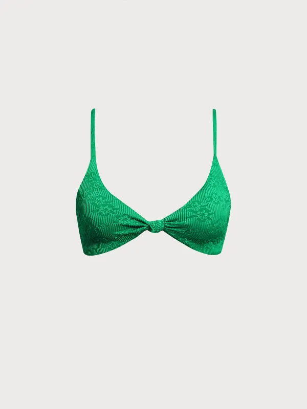 Green Textured Knot Bikini Top sold by BERLOOK