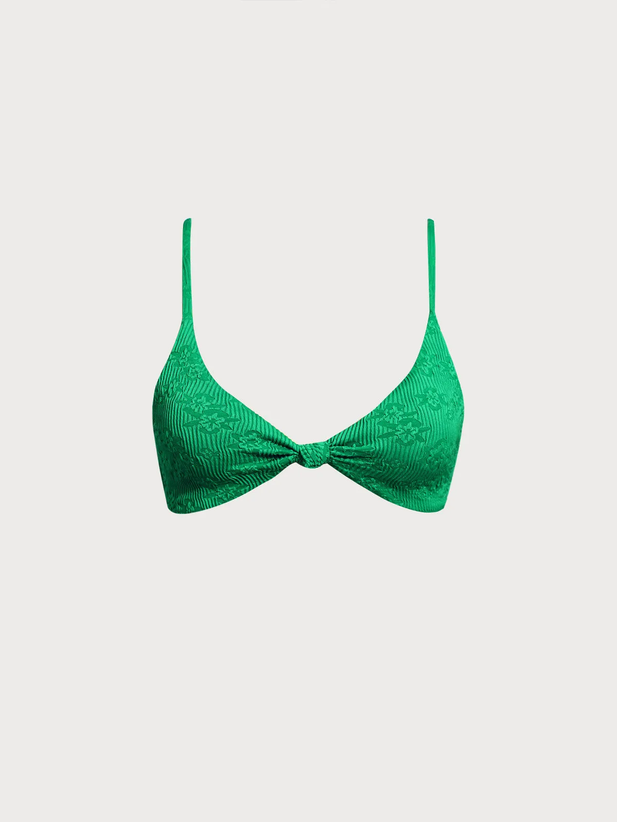 Green Textured Knot Bikini Top sold by BERLOOK