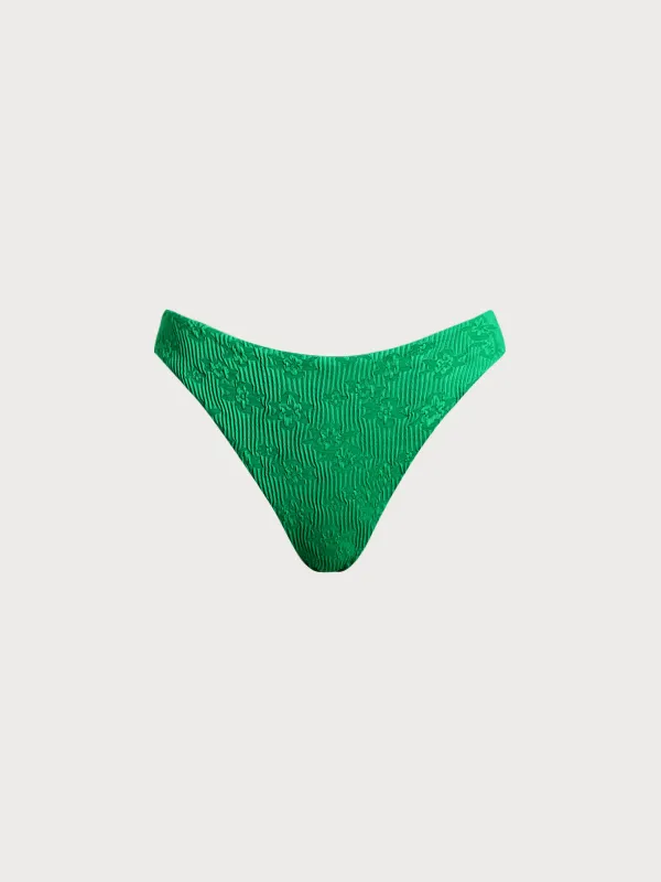 Green Floral Textured Bikini Bottom sold by BERLOOK