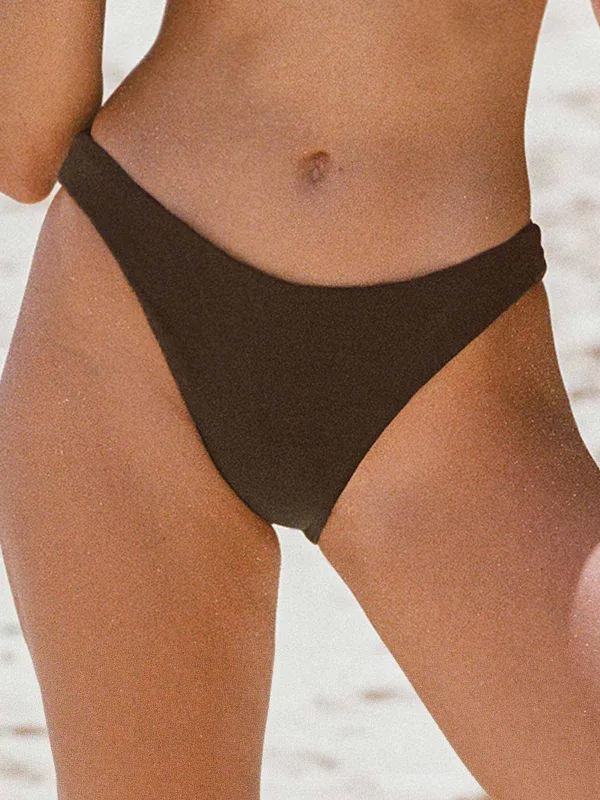 Dark Coffee Moderate Coverage Bikini bottom sold by BERLOOK