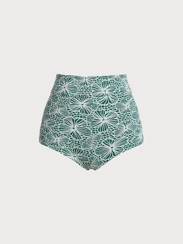 Green Jacquard Full Coverage Surf Bottoms sold by BERLOOK