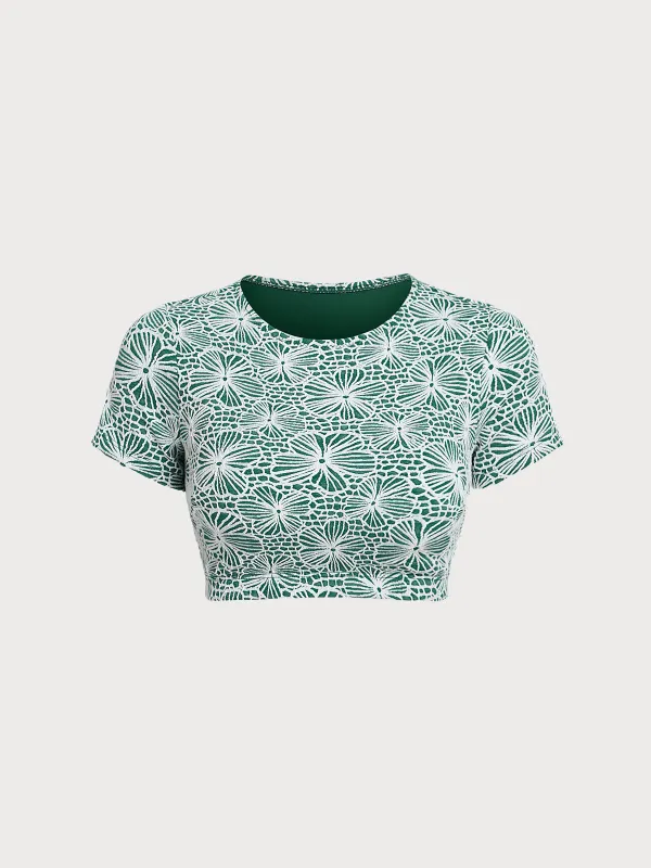 Green Jacquard Surf Short Sleeve sold by BERLOOK