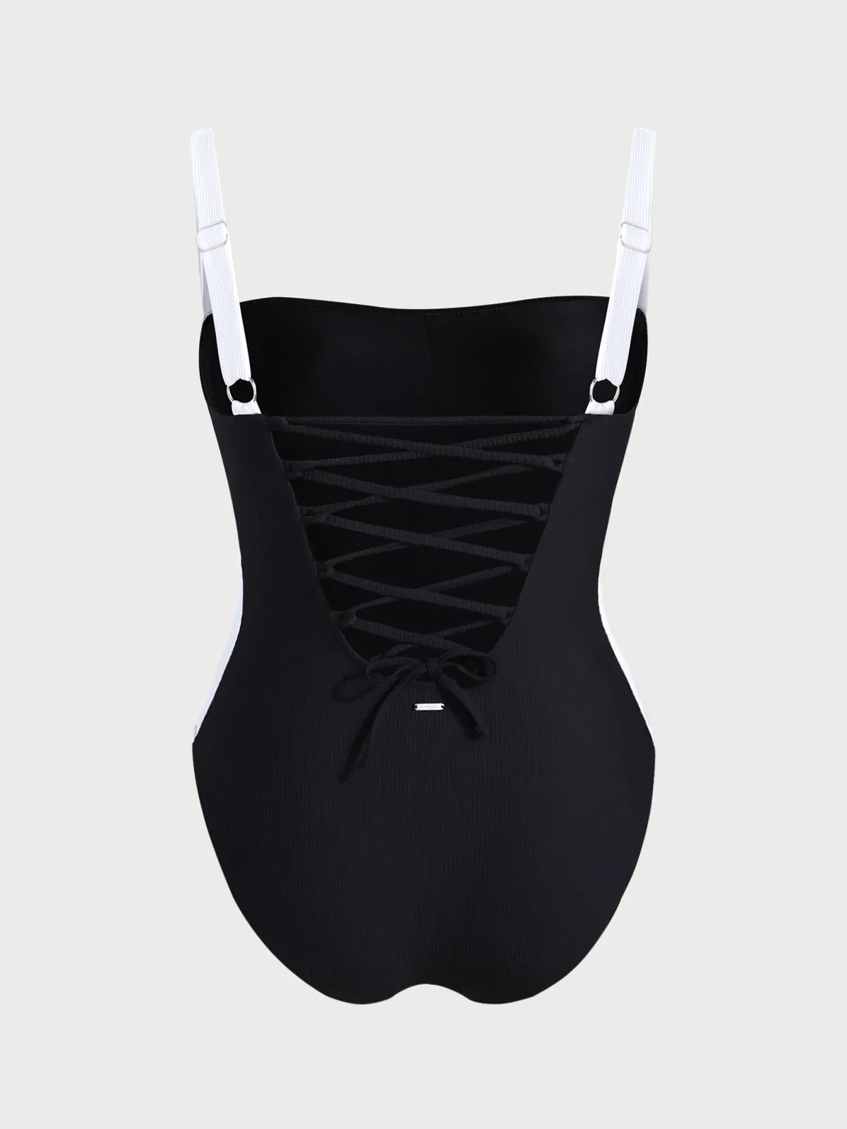 Black White Side Plus Size One-Piece Swimsuit sold by BERLOOK product image thumbnail 2