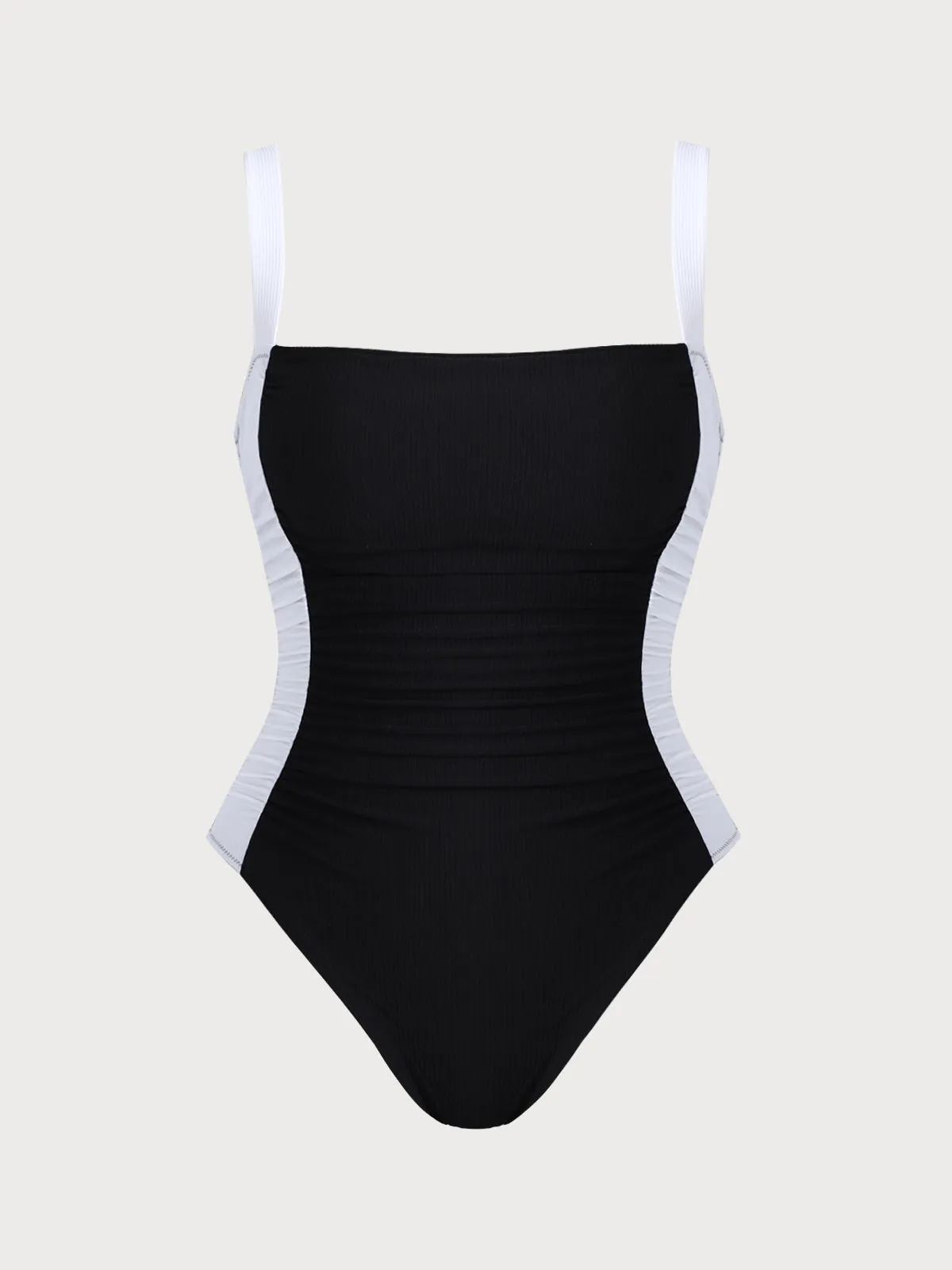 Black White Side Plus Size One-Piece Swimsuit sold by BERLOOK