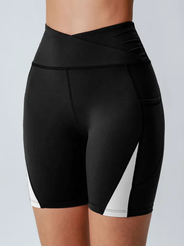 Black Contrast Panel Sport Shorts sold by BERLOOK
