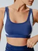 Navy Side Contrast Sports Bra sold by BERLOOK