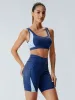 Navy Side Contrast Sports Bra sold by BERLOOK