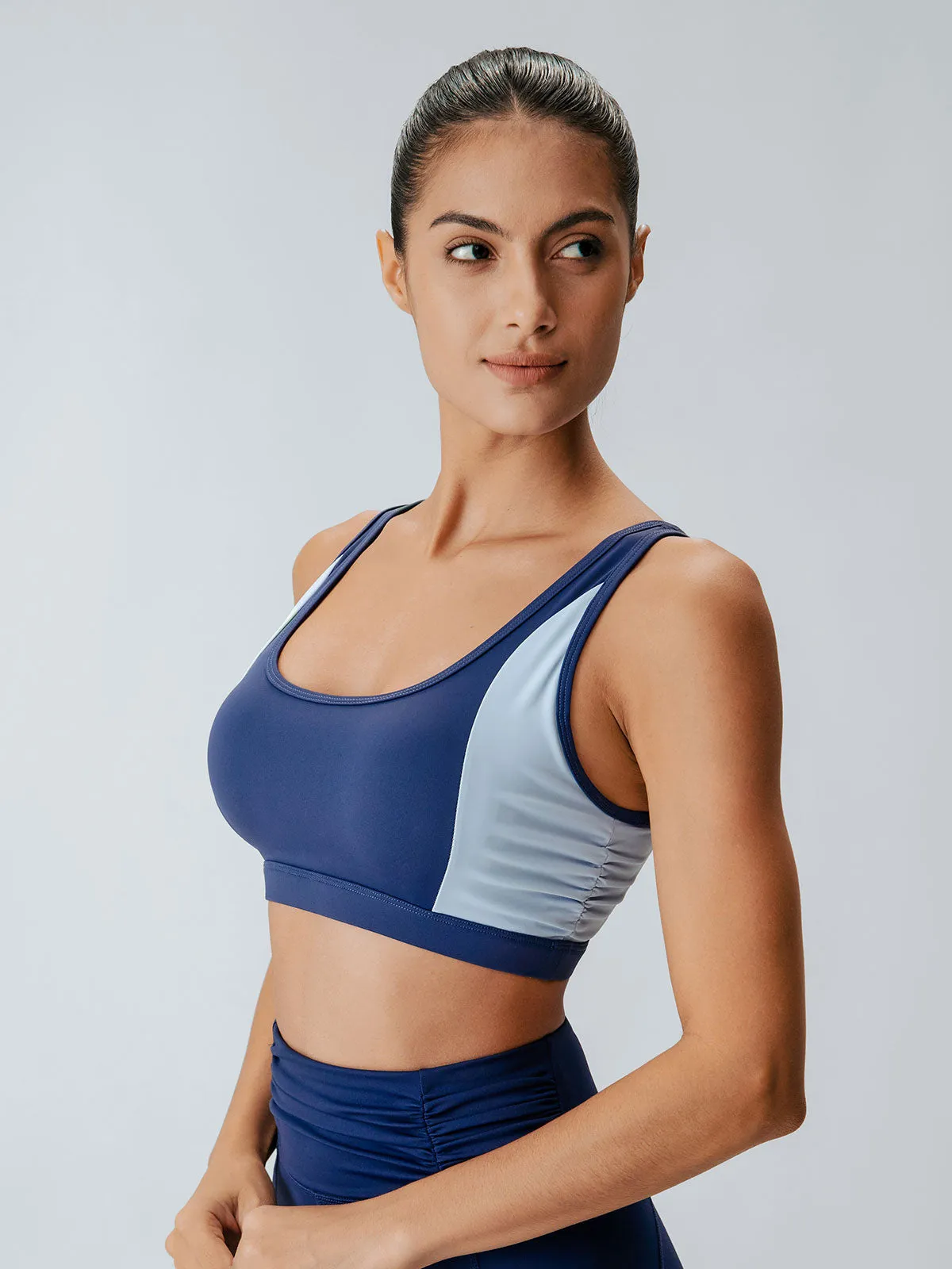 Navy Side Contrast Sports Bra sold by BERLOOK product image thumbnail 3