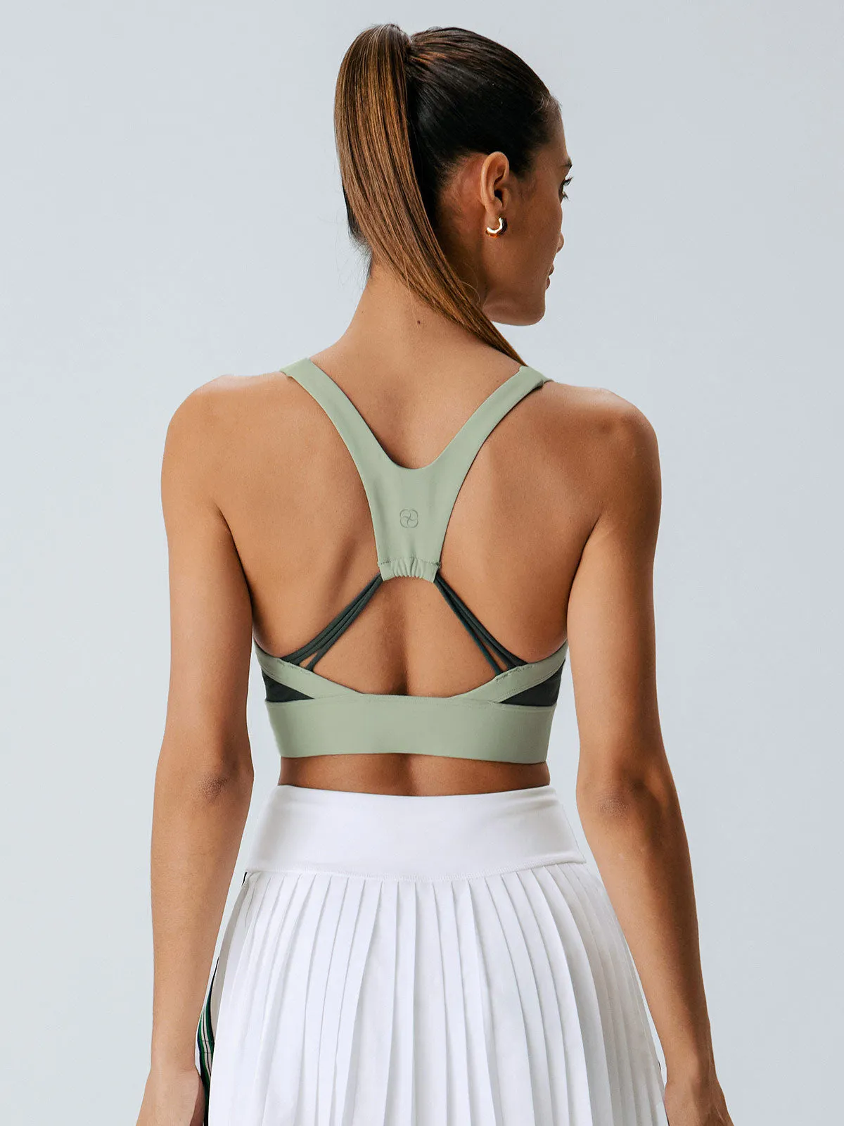 Dark Green Contrast U Neck Sports Bra sold by BERLOOK product image thumbnail 4