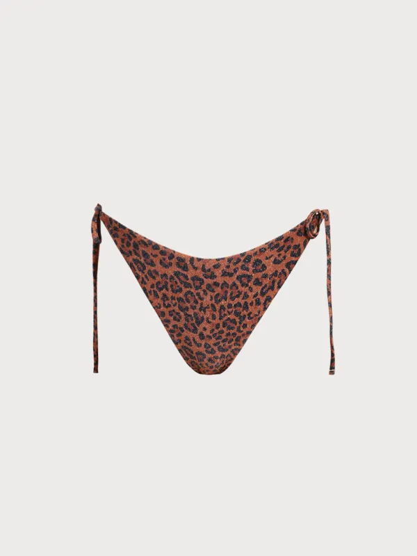 Leopard Print Lurex Tie Bikini Bottom sold by BERLOOK