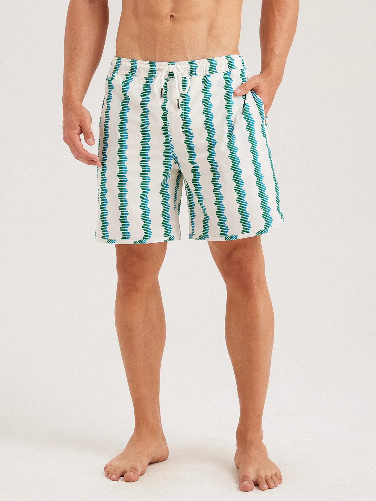 Hapnix® - Men's Glacier Vegetation 7" Swim Trunks sold by BERLOOK