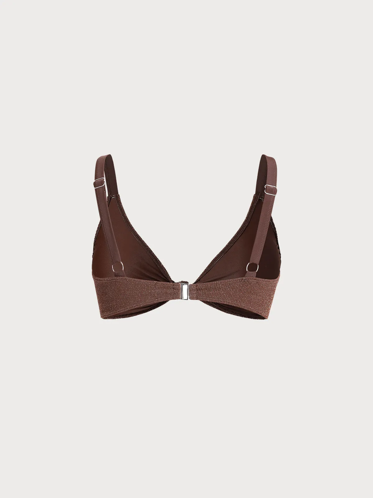 Dark Coffee Shimmer Plus Size Bikini Top sold by BERLOOK product image thumbnail 2