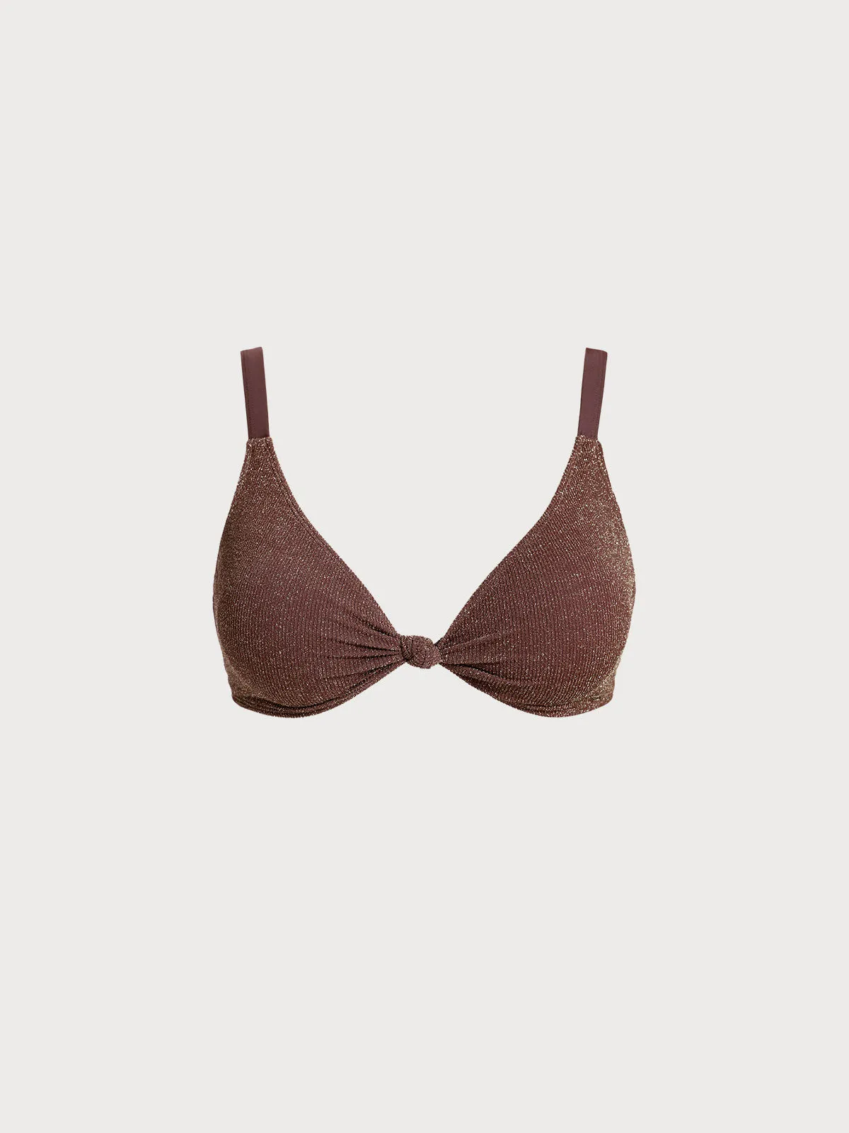 Dark Coffee Shimmer Plus Size Bikini Top sold by BERLOOK