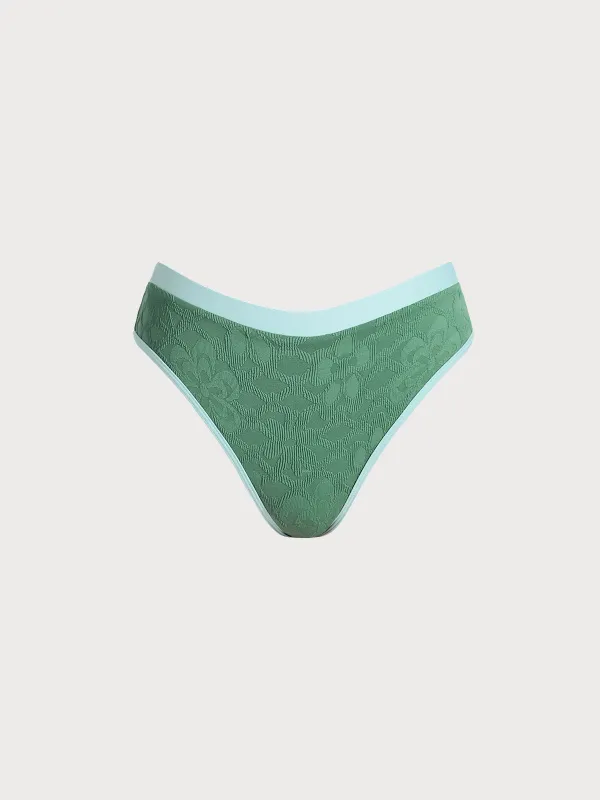 Dark Green Jacquard High Cut Surf Bottoms sold by BERLOOK