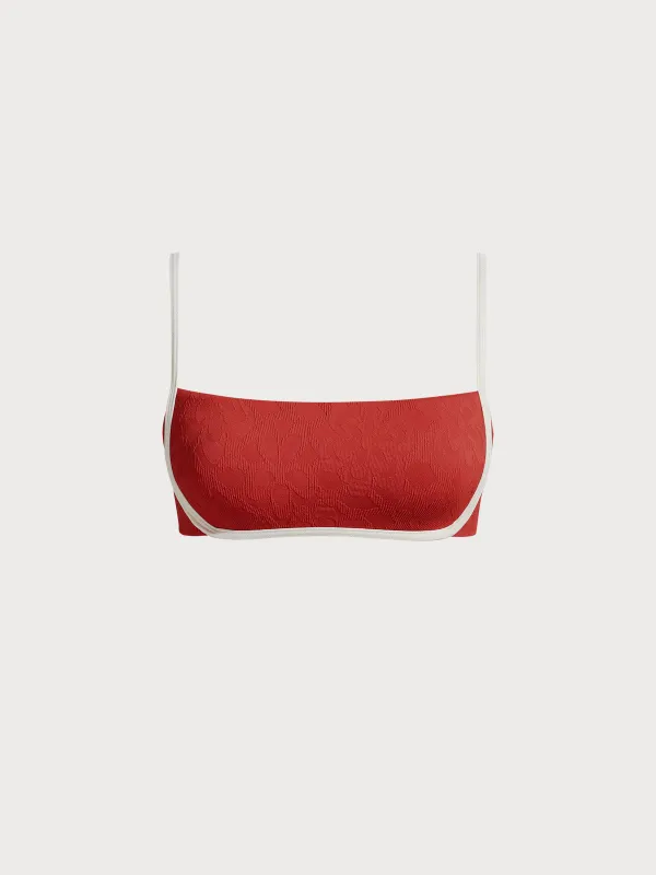 Brick Red Jacquard Bikini Top sold by BERLOOK